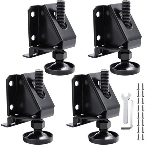 4 pieds de nivellement réglables et robustes pour meubles avec patins anti-rayures, vis et contre-écrous pour établis, armoires et tables,noir (1/5)