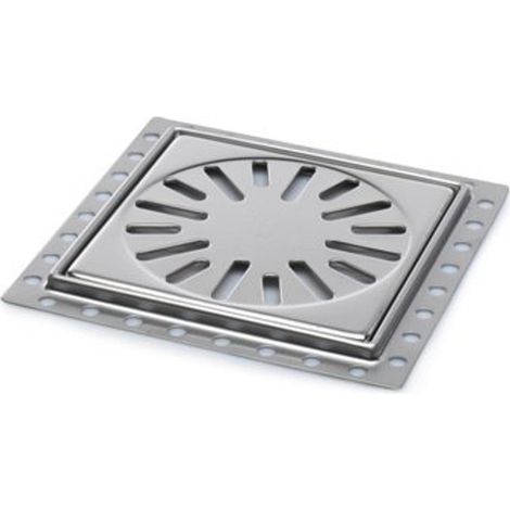 Aquaberg Regard de rénovation avec grille en inox 15x15cm hauteur d'encastrement 7mm RP15 (1/5)