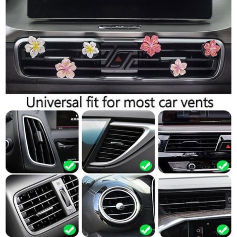 Lot de 6 clips désodorisants, résine, motif fleur, grille d'aération, intérieur voiture (1/5)