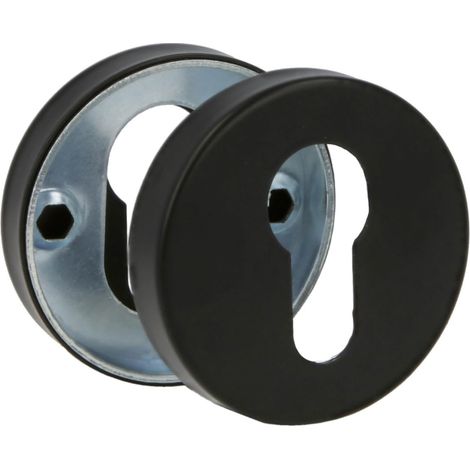 Entrée de Clé pour Poignées - Rosace Ronde Mod. 3RX 53 mm - Cache-serrure Compatible avec Cylindre Europrofil - Acier Inoxydable Noir (1/5)