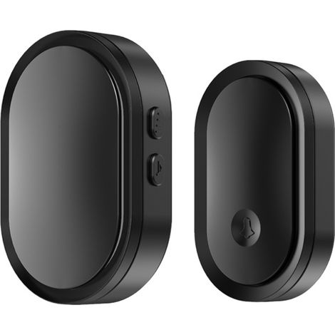 Sonnette extérieure sans fil étanche, kit récepteur et émetteur électronique IP55, 36 mélodies et 5 niveaux de volume, noir (1/5)