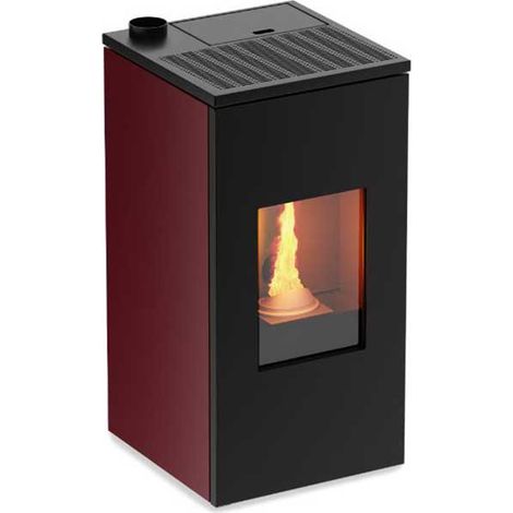 Stufa a Pellet FOCO Bordeaux - Modello FUTURA 9 - Ad Alta Efficienza - Classe Energetica A++ - Stile Moderno - Dim. compatta (1/2)