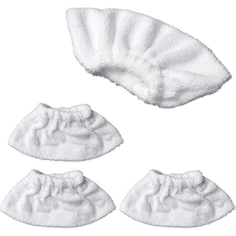 Lot de 4 accessoires de nettoyage vapeur en microfibre, compatibles avec la plupart des nettoyeurs vapeur (blanc). (1/5)