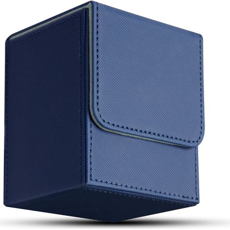Boîte de Rangement Carte Magic, Deck Box Compatible avec MTG et TCG Magnetic Deck Box en Cuir, jusqu'à 100+ Cartes, Compatible avec Commander et PTCG, Bleu-Gris (1/5)