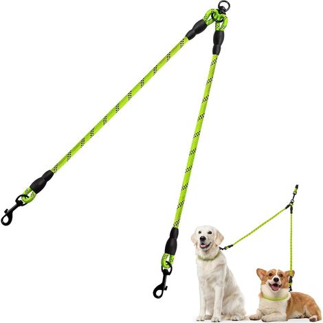 Double Laisse pour Chien/Séparateur de laisses pour Deux/Aucun embrouillement/Corde d'escalade/Convient aux Petits, Moyens et Grands Chiens/Vert (1/5)