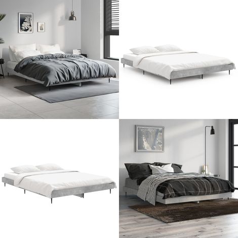 Estructura de cama madera de ingeniería gris hormigón 140x190cm - Estructura de cama - Cama de ingeniería