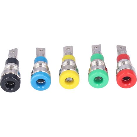 Cinq jeux de fiches bananes assurent une transmission stable et une résistance à la corrosion grâce à des bornes de panneau bananes cinq couleurs de 4 mm, adaptées aux ordinateurs de bord. (1/5)