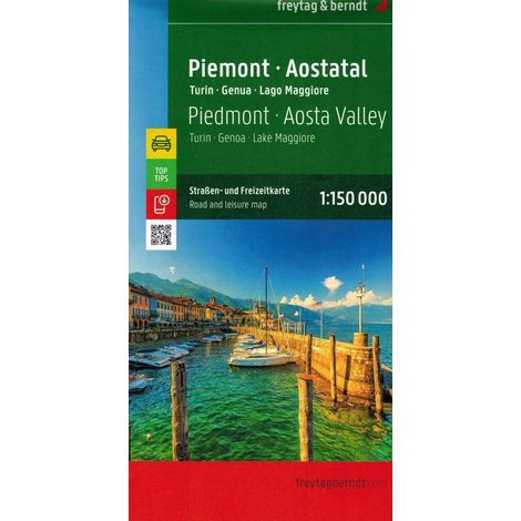 Piamonte, Turín, Génova, Valle de Aosta. Mapa de carreteras y turístico. Edición 2025. Freytag & Berndt. (1/5)
