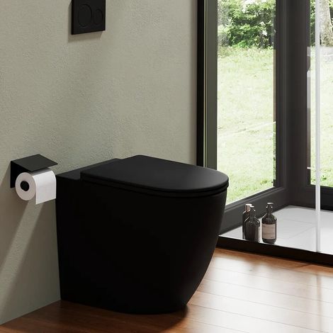 Vaso WC filomuro rimless in ceramica nero opaco con sedile soft close Europa
