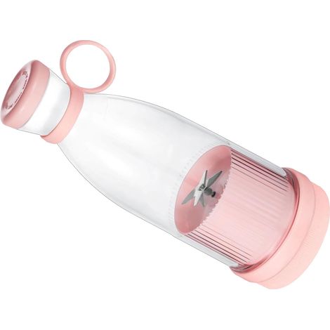 Extracteur de jus portable, petit extracteur de jus rechargeable pour la maison, les résidences étudiantes, mini friteuse à fruits, shaker électrique, rose. (1/5)