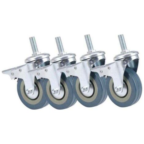 Schwerlast-Lenkrolle (75 mm) mit Wagen, XU, Bremsen, Möbelrollen, Räder, Komplettset (4 Stück) -