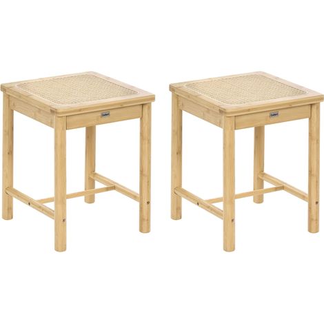 Set mit 2 Hockern EVIRES Bambus Hellbraun