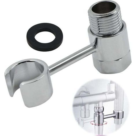 Supporto per soffione doccia - Attacco da 20 mm, universale, regolabile a 360°, montaggio a parete, spruzzatore per WC da bagno, portatile, sostituibile, senza foratura, ottone cromato (1/4)