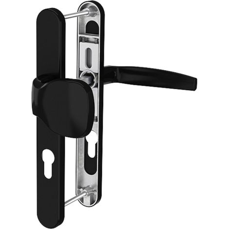 Langschildgarnitur PZ Türdrücker Schwarz RAL9005 Schmalrahmengarnitur Türbeschlag Knopf/Drücker 87-102mm nein