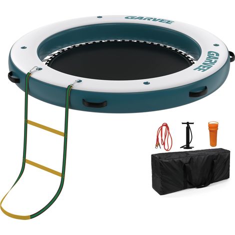 Plateforme flottante ronde 2,4 m–Hamac central, PVC robuste, antidérapante – 4-6 adultes–Détente, événements nautiques (1/5)