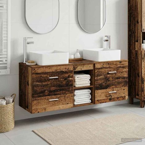 vidaXL Bathroom Cabinet Set 3 pcs Old Wood 129 x 41 x 80 cm (1/5)