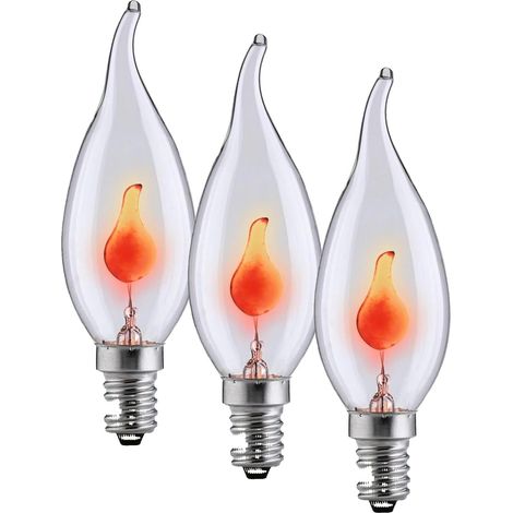 Ampoule LED Flamme - Lot de 3 - E14 - 3W - Effet Scintillant - Verre Clair - 130mm (1/5)