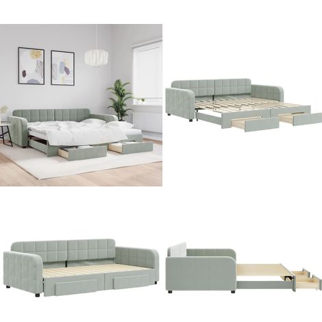 Lit de jour avec gigogne et tiroirs sans matelas 100x200 cm - Canapé Convertible - Lit D'appoint - Lit Gigogne - Meuble Multifonctionnel - Rangements Intégrés - Home & Living (1/5)