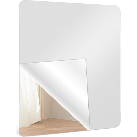 Miroir Acrylique Adhésif Carré Argenté 40x40 Cm pour Décoration Murale, Haute Clarté et Montage Facile, pour Studios de Danse et Murs Créatifs (1/5)