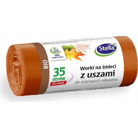 Sacchi per la raccolta differenziata, marroni, con manici, per rifiuti organici, 35 l, 20 pezzi. (1/2)