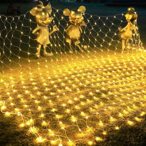 1 Guirlande lumineuse filet 3x2m, 200 LED, IP44 étanche, 8 modes, blanc chaud, intérieur extérieur, Noël jardin