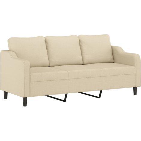 Divano a 3 Posti Crema 180 cm in Tessuto vidaXL 439866 (1/5)
