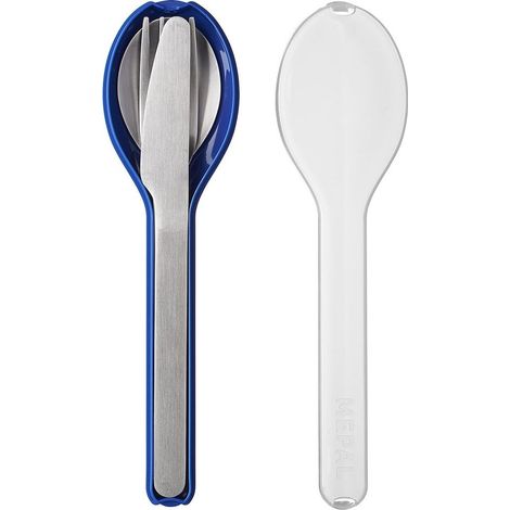 Set de Couverts 3 Pièces Ellipse - Set de Couverts à Emporter - Composé d'un Couteau, d'une Fourchette et d'une Cuillère - Avec Étui de Voyage - Acier Inoxydable - Vivid Blue (1/5)