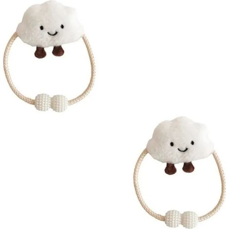 Embrasses à Rideaux,Lot de 2 embrasses de rideaux - Clips de rideaux - Nuages de dessin animé - Crochets de rideaux - Anneaux,Blanc (1/4)