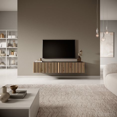 Selsey TELIRE- Mobile TV - 140 cm - colore corpo: nero, colore frontale: rovere artisan + nero
