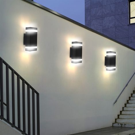 Applique murale double (éclairage haut et bas) pour intérieur/extérieur, ampoules LED incluses (1/5)