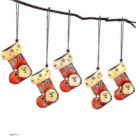 Décorations de Noël : guirlandes lumineuses LED, ornements pour sapin de Noël, 5 chaussettes de Noël (1/3)