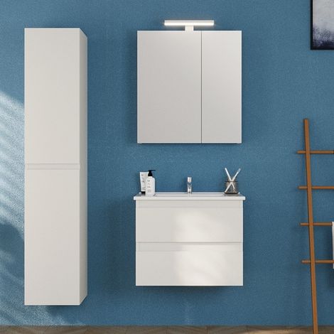 Composizione bagno sospesa 65 cm colore bianco opaco LAC-EOLO-65 kamalu