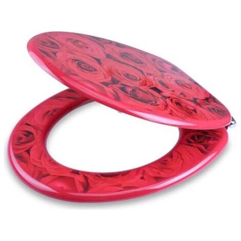 Cleafe - Housse de siège de toilette universelle avec charnières en acier, rose rouge - 3,5