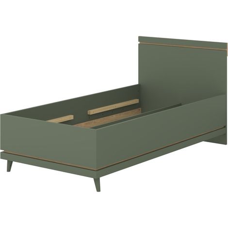 Lit enfant NOKI – 100x200 cm grün und Holz – Skandinavischer Stil