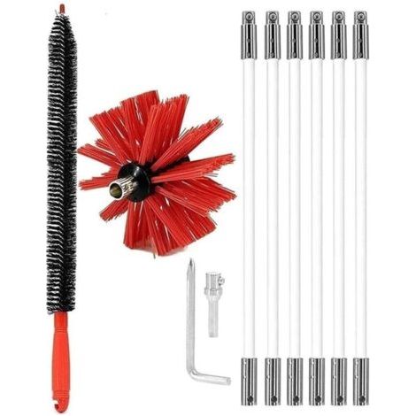 Kit De Nettoyage De Cheminée, Kit De Ramonage De Cheminée, Kit De Brosse De Cheminée For Le Nettoyage Du Kit De Ramonage De Cheminée (6Tiges Et 1 Tête De Brosse) Kit de nettoyage de chemin (1/4)