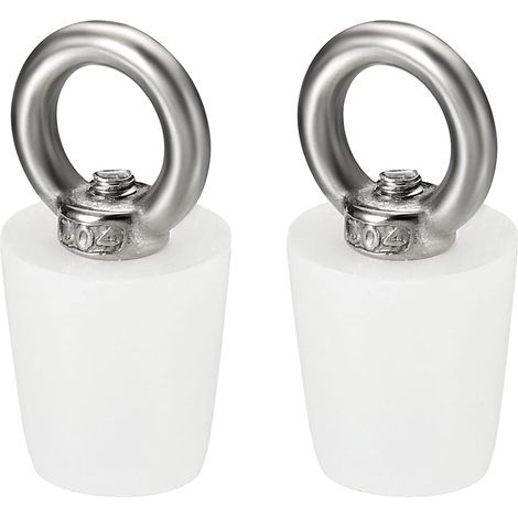 Bouchon Conique Bouchon en Caoutchouc de Silicone 17mm à 23mm Bouchon de Baignoire Solide avec Anneau pour Tubes à Essai, Conduite d'Eau, Trou de Drainage, Blanc 2 Pièces (1/5)