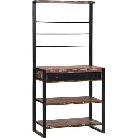 Étagère de rangement de cuisine multicolore et noire, 80 x 40 x 160 cm