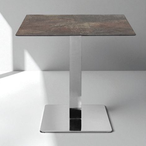 Tavolo bar pub ristorante in HPL 80x80 cm Ardesia Fango per esterno base Argento H 74 (1/5)