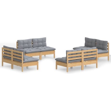 Maison Exclusive - 8-tlg. Garten-Lounge-Set mit Grauen Kissen Kie