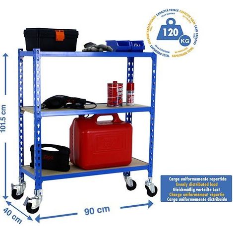 Simonrack Regalsystem 3 Etagen Blau und Holz Funktional