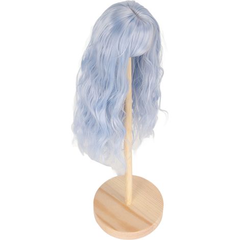 Perruque en Fibres Haute Température pour Figurine 1/6, Cheveux Longs Bouclés 15.5‑17cm, Couleur Bleu (1/5)