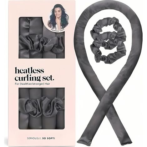 APEX Kit de bigoudis sans chaleur - Bigoudis sans chaleur pour des boucles parfaites pendant la nuit - Rouleaux doux - Charbon (1/5)