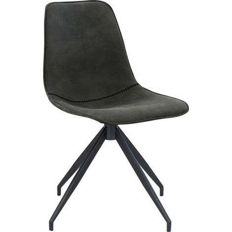 Chaise - HOUSE NORDIC - Monaco - Microfibre gris - Pieds en métal noir - Pivotante