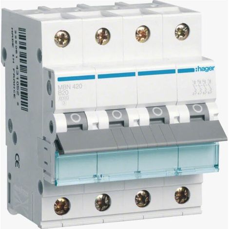 Hager MBN420 interruptor modular blanco 4 polos 20A