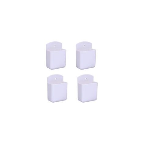 Lot de 4 supports de télécommande blancs support de télécommande support mural boîte de rangement multimédia pour bureau à domicile chambre (1/4)
