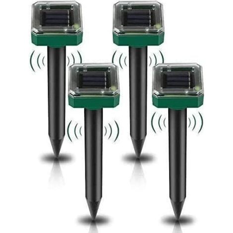 Lot de 4 répulsifs solaires à ultrasons – Repousse taupes, campagnols, gophers, serpents – Rayon d'action 15m – Superficie jusqu'à 700m² (1/5)