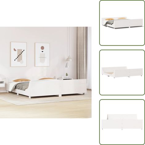Massivholzbett ohne Matratze Weiß 200x200 cm Kiefernholz - Holzbett - Kiefernholzbett - Massives Holzbett - Weißes Bett - Boxspringbetten (1/5)