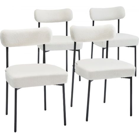 Lot de 4 Chaise de salle à manger Moderne avec Dossier Incurvé et Pieds en Métal Blanc (1/3)