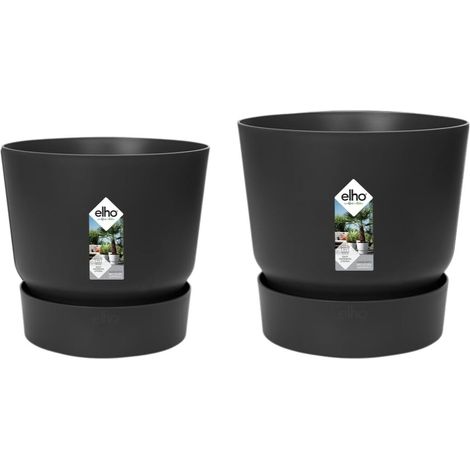 Set di Vasi Elho Nero Plastica Rotondo 2 Pezzi (1/5)