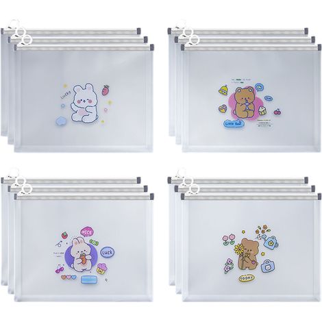 10 pièces enveloppes à fermeture éclair, format lettre, extensibles, pour fournitures scolaires et de bureau (1/5)